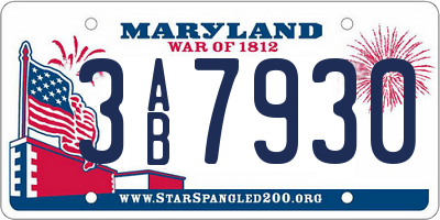 MD license plate 3AB7930