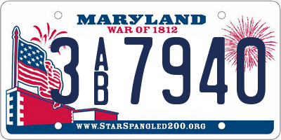 MD license plate 3AB7940