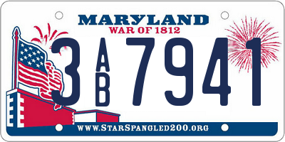 MD license plate 3AB7941