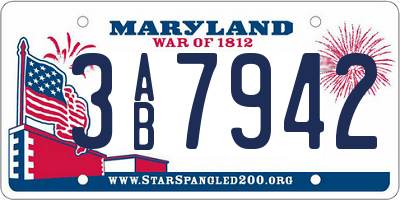 MD license plate 3AB7942