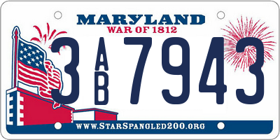 MD license plate 3AB7943