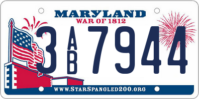 MD license plate 3AB7944