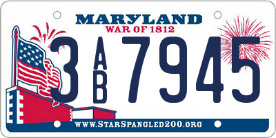 MD license plate 3AB7945