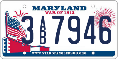MD license plate 3AB7946