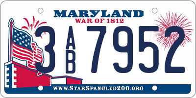 MD license plate 3AB7952
