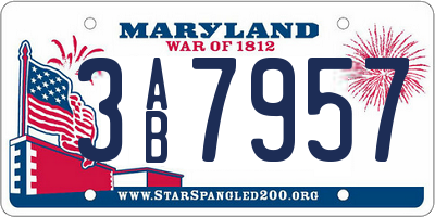 MD license plate 3AB7957
