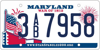 MD license plate 3AB7958