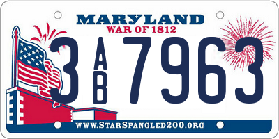 MD license plate 3AB7963