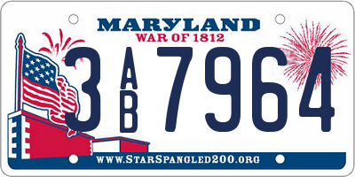 MD license plate 3AB7964