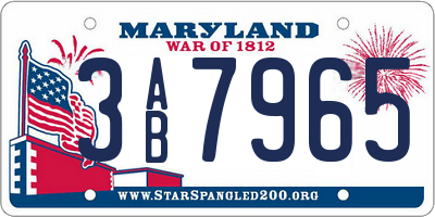 MD license plate 3AB7965