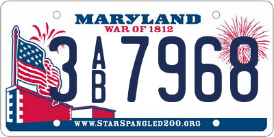 MD license plate 3AB7968