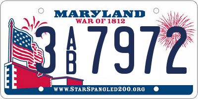 MD license plate 3AB7972
