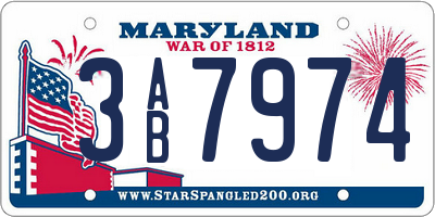 MD license plate 3AB7974
