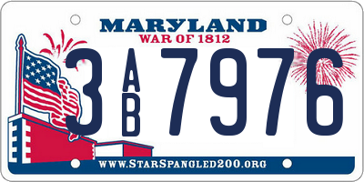 MD license plate 3AB7976