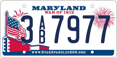 MD license plate 3AB7977