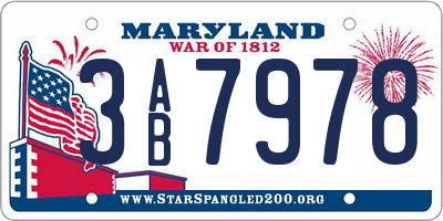 MD license plate 3AB7978