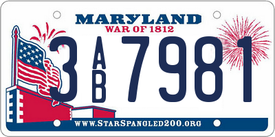 MD license plate 3AB7981
