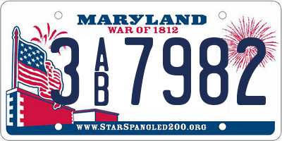 MD license plate 3AB7982