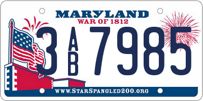 MD license plate 3AB7985