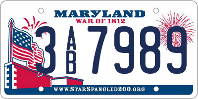 MD license plate 3AB7989