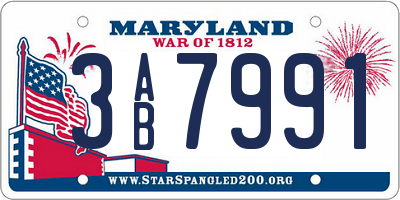 MD license plate 3AB7991