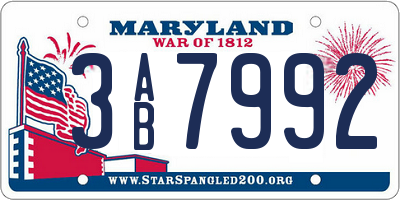 MD license plate 3AB7992