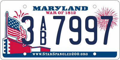 MD license plate 3AB7997