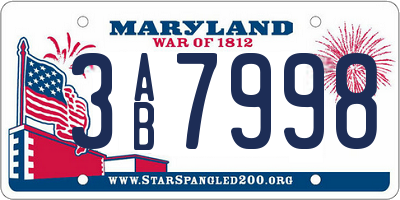 MD license plate 3AB7998