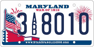 MD license plate 3AB8010