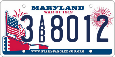 MD license plate 3AB8012