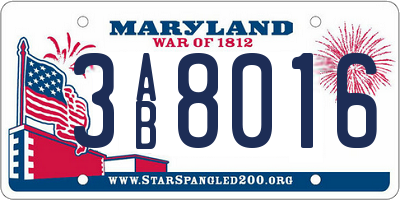 MD license plate 3AB8016