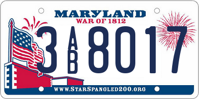 MD license plate 3AB8017