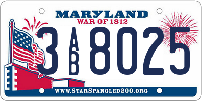 MD license plate 3AB8025