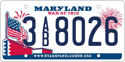MD license plate 3AB8026