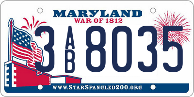 MD license plate 3AB8035