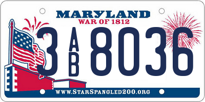 MD license plate 3AB8036