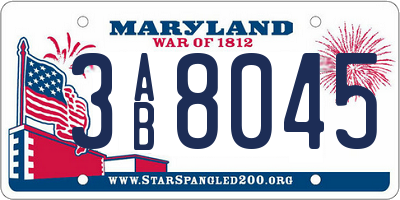 MD license plate 3AB8045