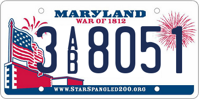 MD license plate 3AB8051