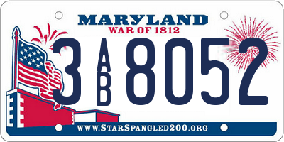 MD license plate 3AB8052