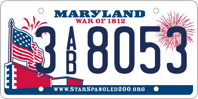 MD license plate 3AB8053