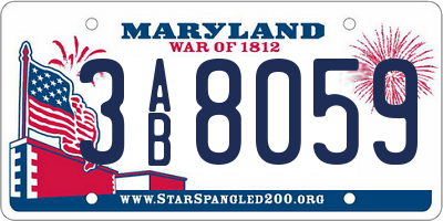 MD license plate 3AB8059