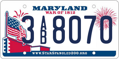 MD license plate 3AB8070