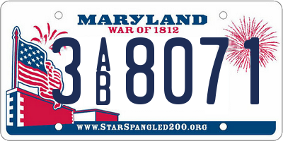MD license plate 3AB8071