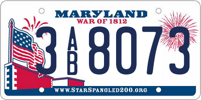 MD license plate 3AB8073