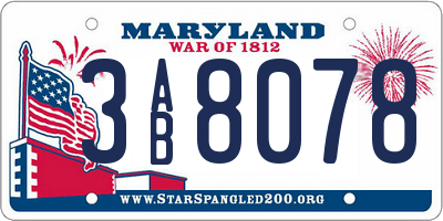 MD license plate 3AB8078