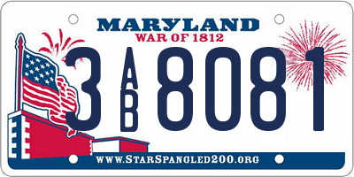 MD license plate 3AB8081
