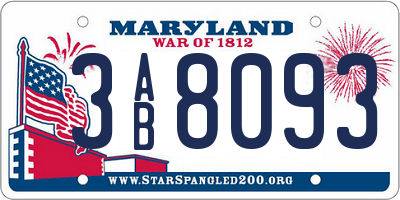 MD license plate 3AB8093