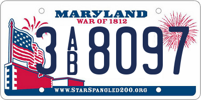 MD license plate 3AB8097