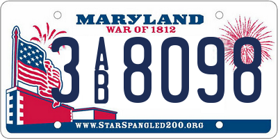 MD license plate 3AB8098