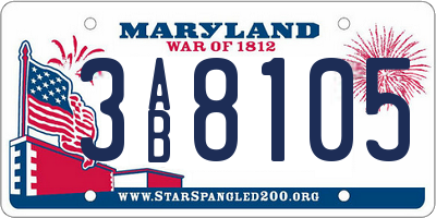 MD license plate 3AB8105